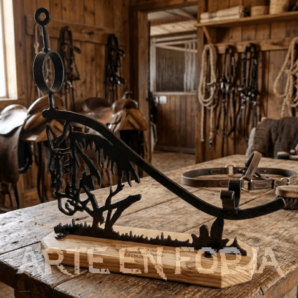 Jamonero de Forja con Cabeza de Caballo – Elegancia Artesanal para Amantes de la Equitación y la Gastronomía