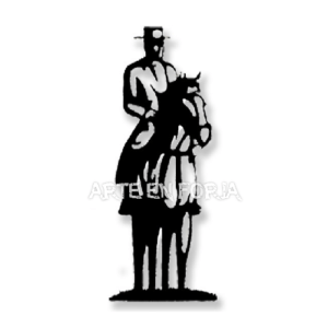 Figura de pared en forja Jinete 1 con jinete a caballo fabricada en hierro artesanal por Arte en Forja
