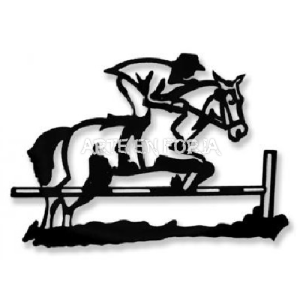 figura de pared en forja jinete saltando caballo decoración hípica ARTE EN FORJA