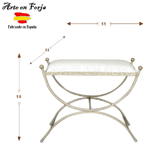 Banqueta de forja modelo SIMPLE BOLAS con asiento desmontable fabricada por ARTE EN FORJA