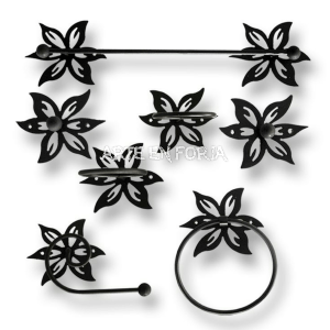 Juego de accesorios de baño en forja modelo FLOR de ARTE EN FORJA