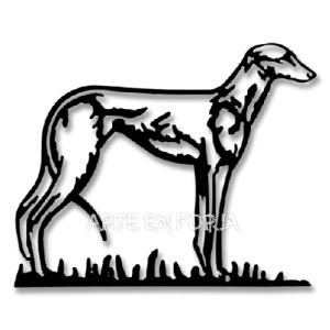 Figura de galgo de forja de hierro negro para pared y cancela fabricada de forma artesanal.