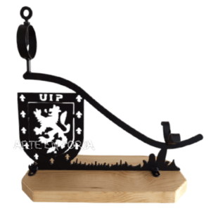 Jamonero de forja y madera Mod. UIP | ARTE EN FORJA – Escudo y emblema policial artesanal