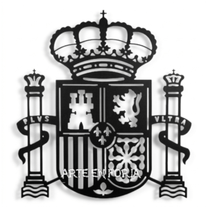 FIGURA de FORJA mod. ESPAÑA artesanal con Escudo de España en hierro forjado, fabricada por ARTE EN FORJA con tratamiento anticorrosión resistente.