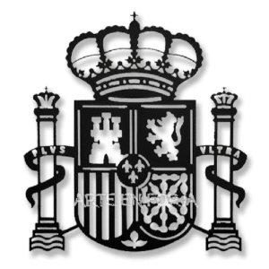 FIGURA de FORJA mod. ESPAÑA artesanal con Escudo de España en hierro forjado, fabricada por ARTE EN FORJA con tratamiento anticorrosión resistente.