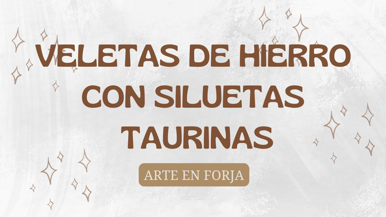 Veletas de forja con figuras taurinas mostrando la silueta calada de un toro de lidia sobre un tejado rústico.